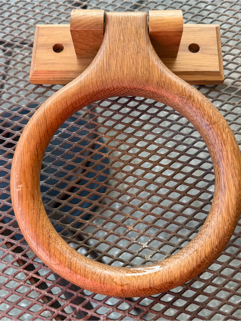 Vintage Brand New Solid Oak Wooden Bathroom Towel Ring Wall Holder Honey 9x6.5”